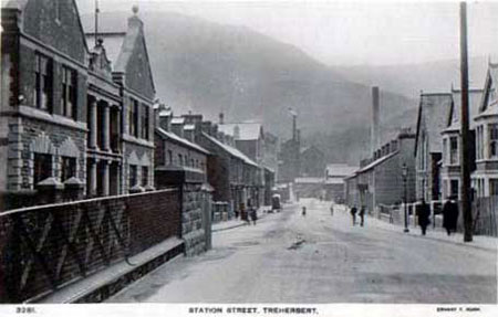 A view of Station Street Treherbert in the early 1900s showing Emanuel chapel